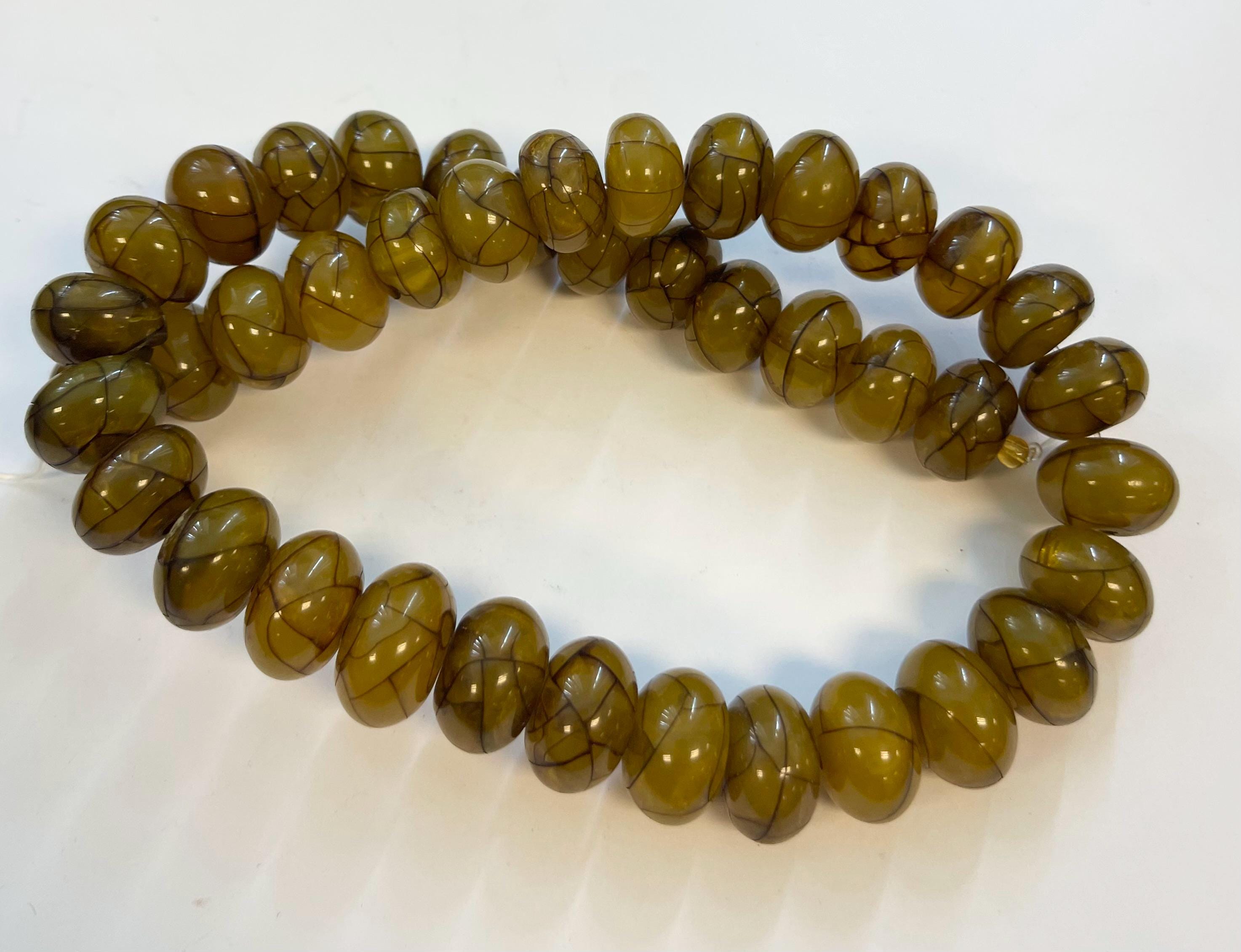 Reconstructed Amber 12x7mm 15x10mm Rondelle Gemstone Bead--15.5 Inch Strand