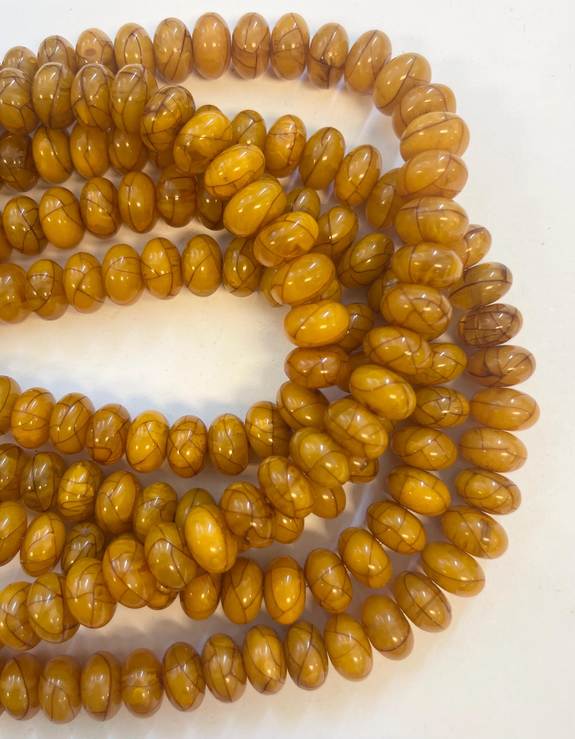 Reconstructed Amber 12x7mm 15x10mm Rondelle Gemstone Bead--15.5 Inch Strand