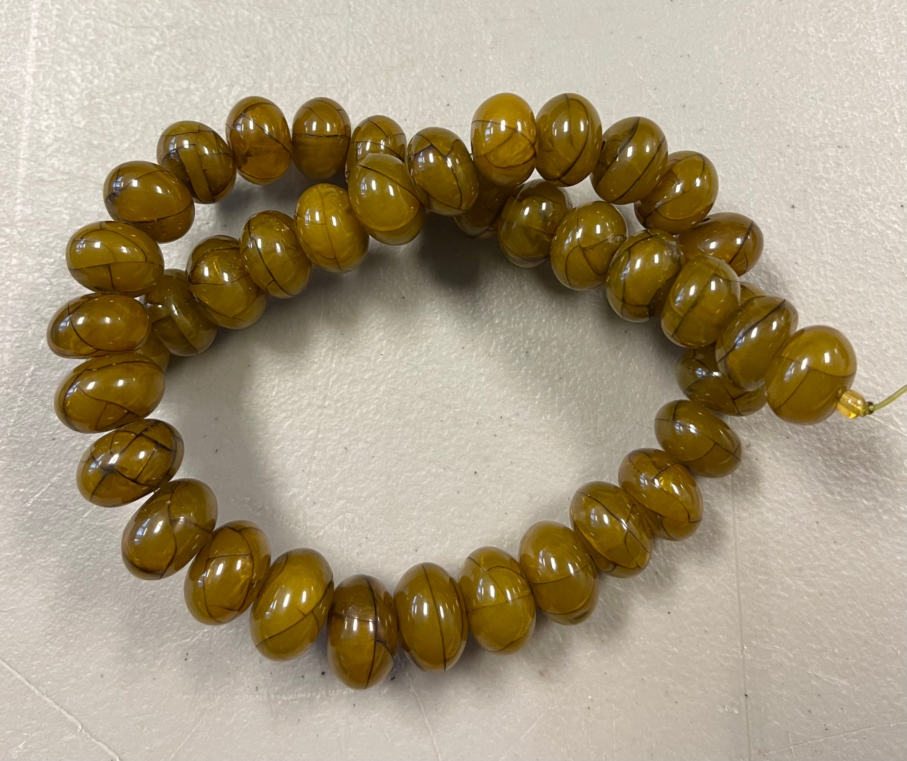 Reconstructed Amber 12x7mm 15x10mm Rondelle Gemstone Bead--15.5 Inch Strand
