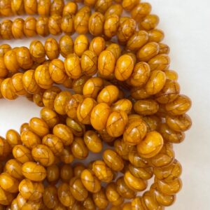 Reconstructed Amber 12x7mm Rondelle Gemstone Bead--15.5 inch strand