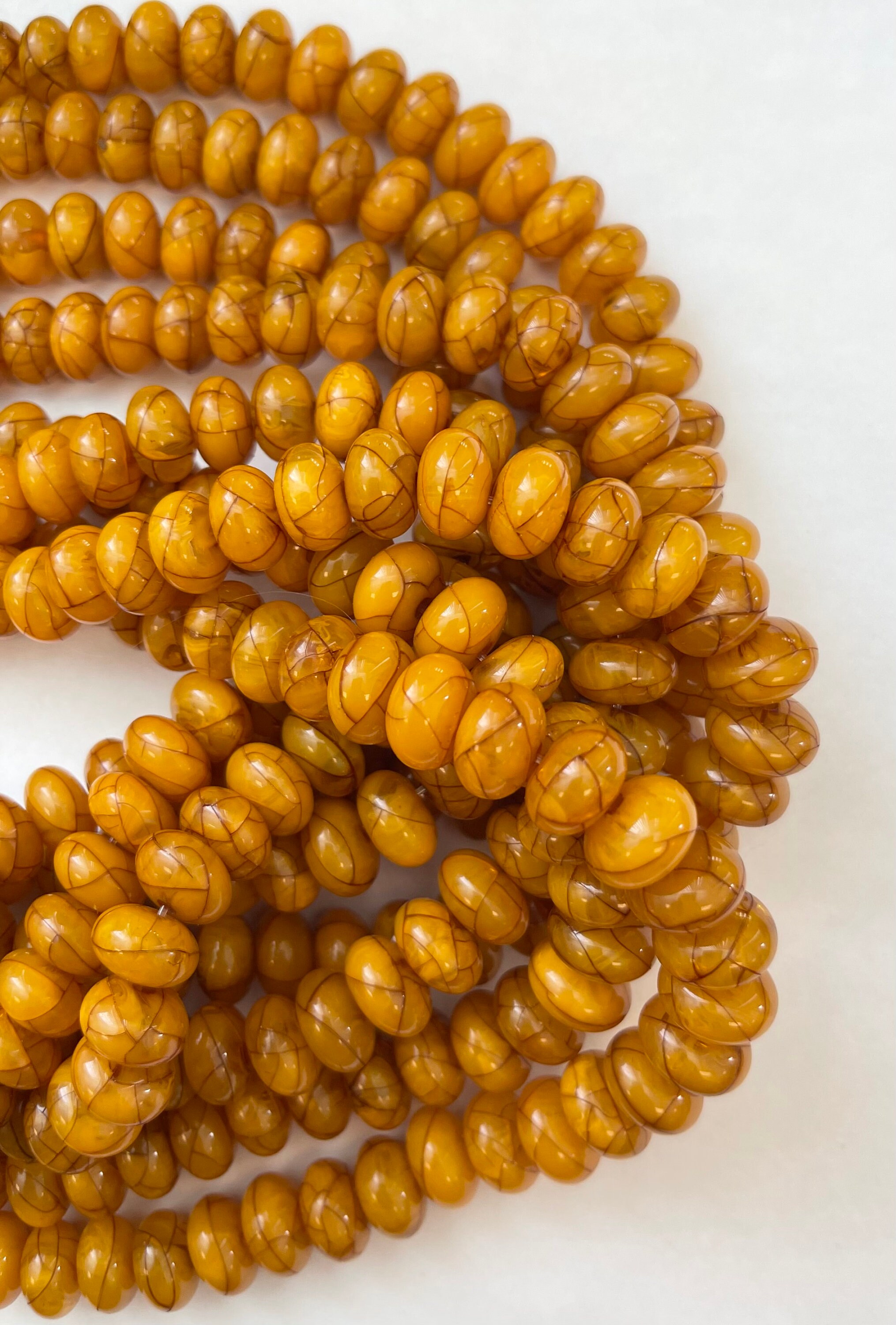 Reconstructed Amber 12x7mm Rondelle Gemstone Bead--15.5 Inch Strand