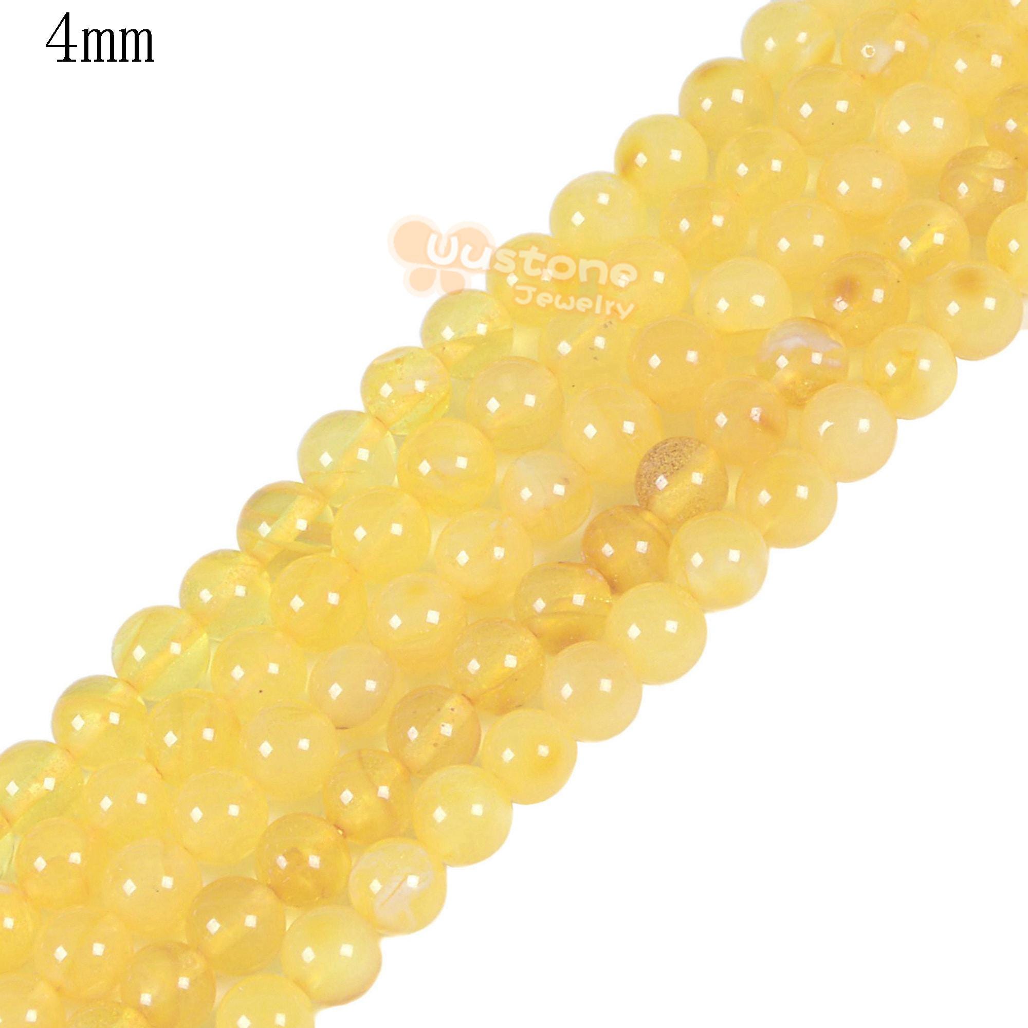 4mm 6mm Amber Beeswax Round Ball Loose Beads Diy Jewelry Making Strand 15.5-16"