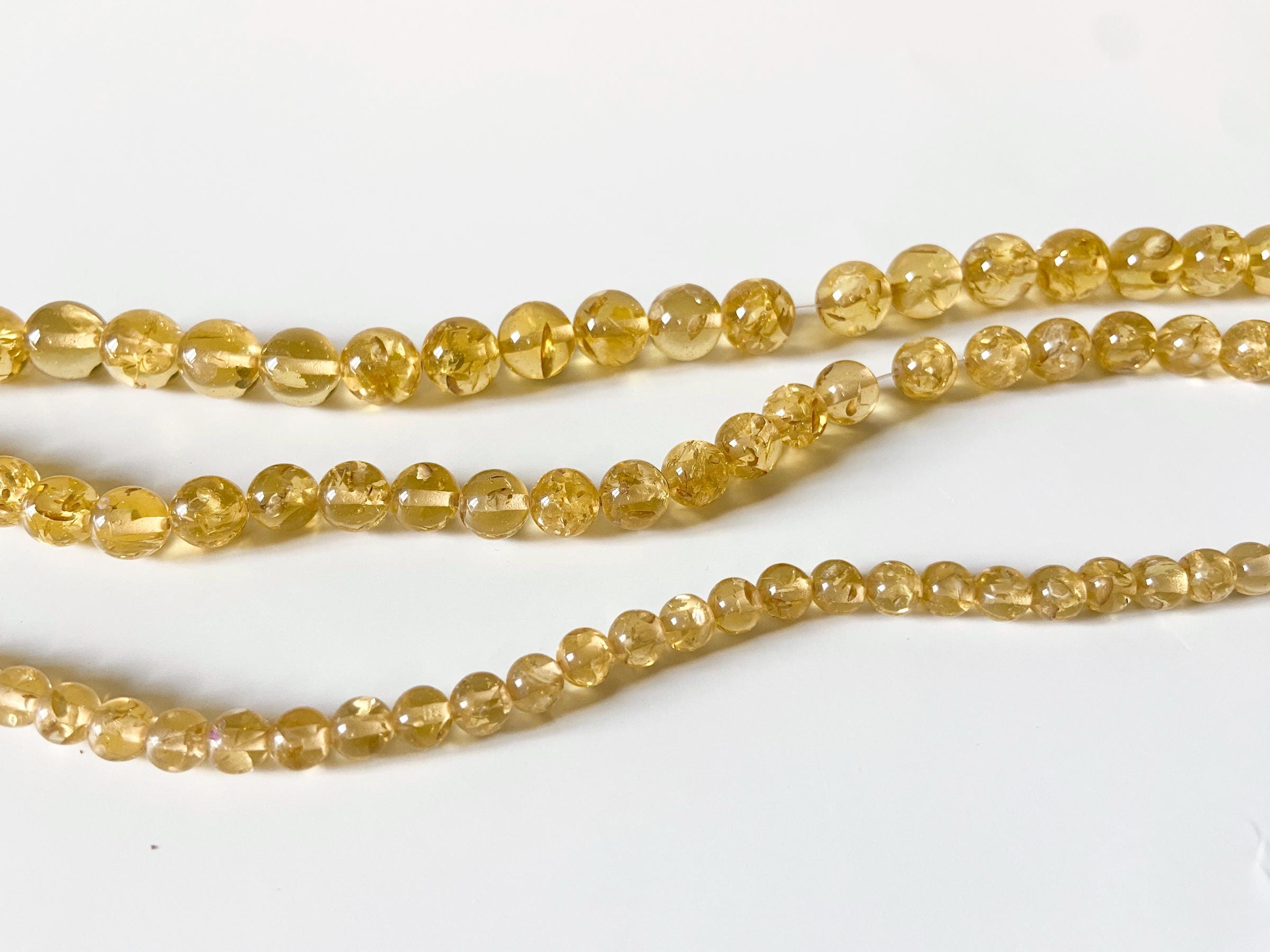 Amber Acrylic Round Beads 6mm/8mm/10mm.  Lightweight Brown Amber Beads. 15.75''