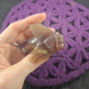 Amber Bee Carving Small UV Blue Amber Crystals Magick Stones Bumblebee Fly Indonesia Crystals Save the Bees Gift for her, him
