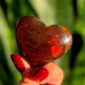 Blue Amber heart from Indonesia - UV reactive - for connection to earth & ancient wisdom