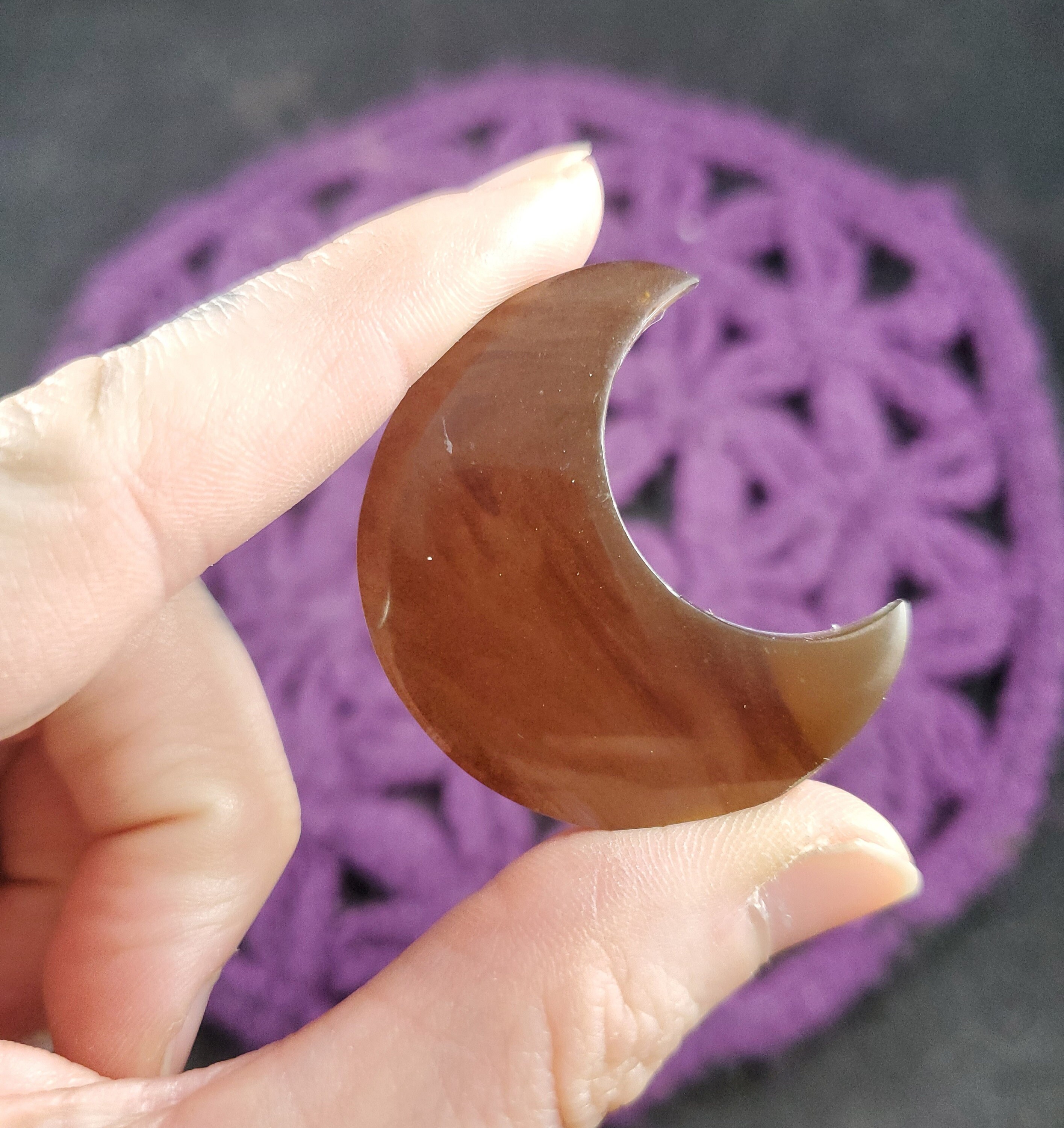Amber Crescent Moon Carving Small Uv Blue Amber Mini Crystals Magick Stones Moonchild Starseed Indonesia Crystals