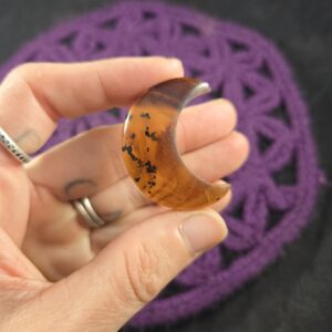 Amber Crescent Moon Carving Small UV Blue Amber Mini Crystals Magick Stones Moonchild Starseed Indonesia Crystals