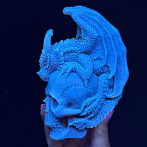 Amber Dragon On A Skull Carving | 2.3 Lbs | - #s55 (polished Yellow Crystal Carving, Solar Plexus)