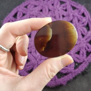 Amber Flat Smooth Palmstone Gallet Crystal UV Blue Amber Stones Small Palm Stone Unique UV Reactive Indonesia