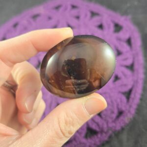 Amber Palmstone Gallet Crystal UV Blue Amber Stones Small Palm Stone Unique UV Reactive Indonesia