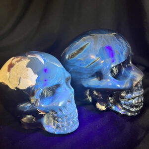 Sumatran Blue Amber Skull | UV Reactive Skull | Crystal Human Skull Art | Genuine Amber Carving | Rare Skull Carving | Copal Skull Sk5