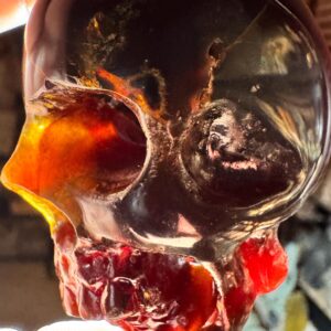 Sumatran Blue Amber Skull | UV Reactive Skull | Crystal Human Skull Art | Genuine Amber Carving | Rare Skull Carving | Copal Skull Sk2