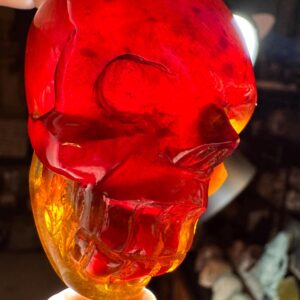 Sumatran Blue Amber Skull | UV Reactive Skull | Crystal Human Skull Art | Genuine Amber Carving | Rare Skull Carving | Copal Skull Sk3