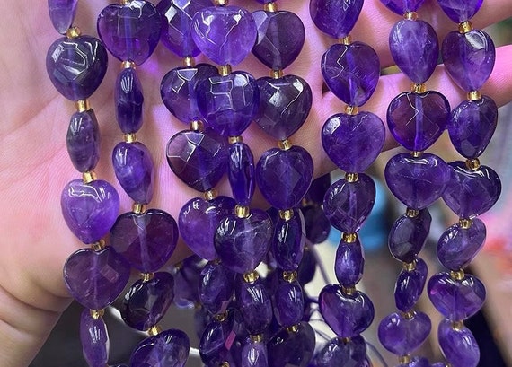 12mm 14mm Natural Faceted Amethyst Heart Shape Beads,heart Amethyst Loose Beads Wholesale Supply,15 Inches One Strand