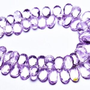 221 Ct Pink Amethyst Pear Beads - 9 Inches - Superb Quality Natural Amethyst Faceted Amethyst Briolette - Size Is 8x11 - 11x16 Mm #2807