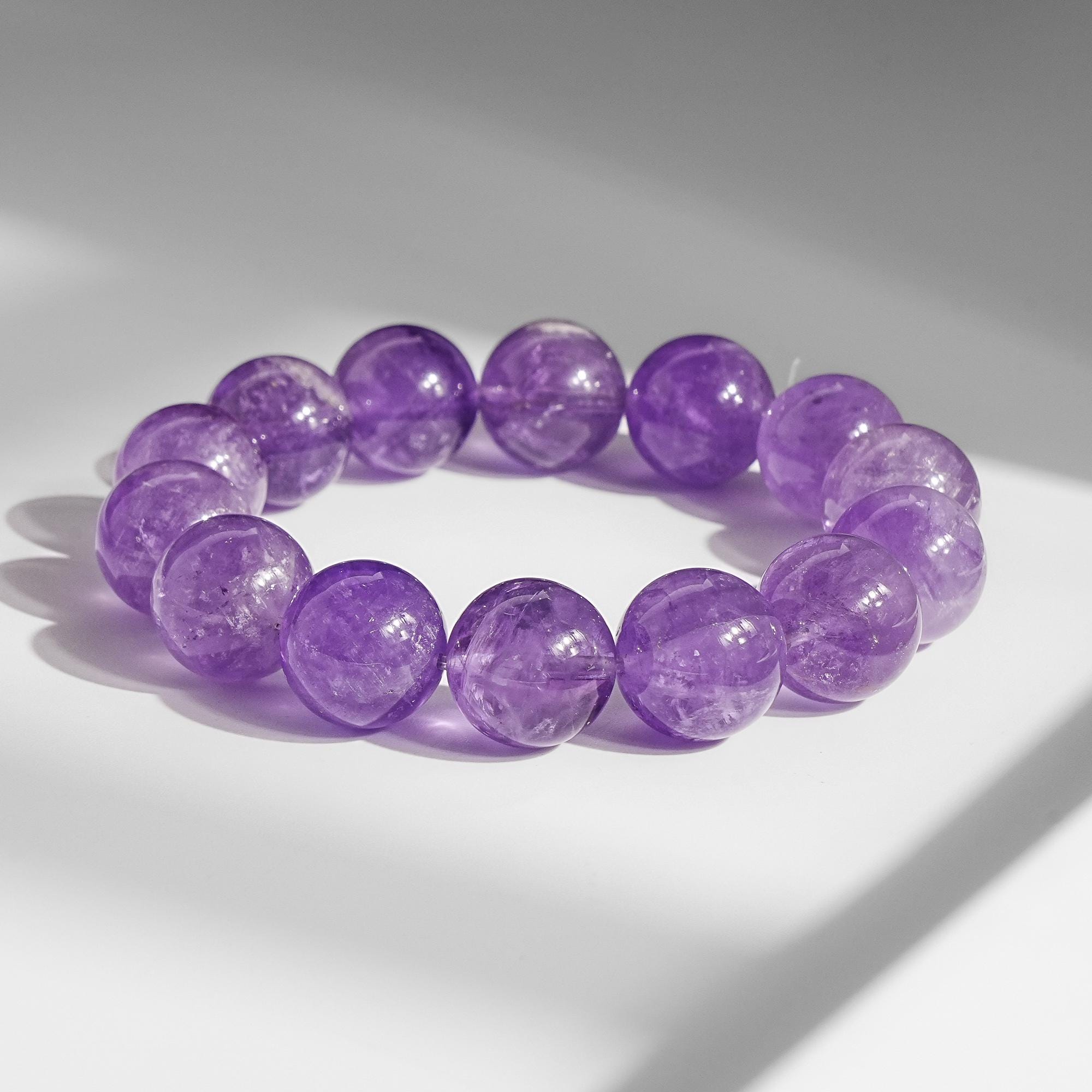 15/16/17/18mm Purple Amethyst Aa Round Big Size Beads Gemstone Bracelet For Men And Women