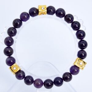 8mm Deep Purple Amethyst Beads Bracelet Grade Aaa Genuine Natural Round Gemstone 7" With Charms Bulk Lot 1, 3, 5, 10 And 50 (106805h-077)