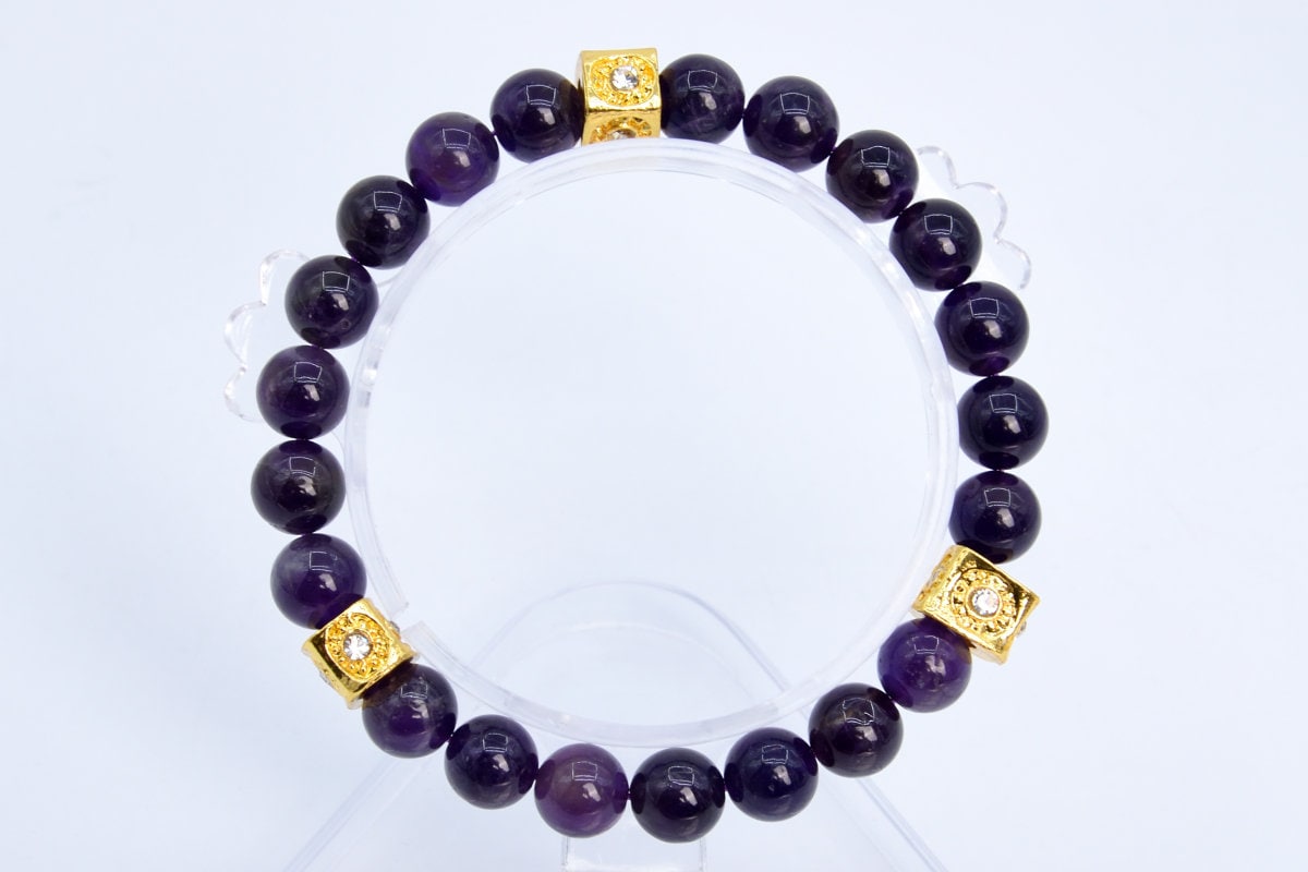 8mm Deep Purple Amethyst Beads Bracelet Grade Aaa Genuine Natural Round Gemstone 7" With Charms Bulk Lot 1, 3, 5, 10 And 50 (106805h-077)