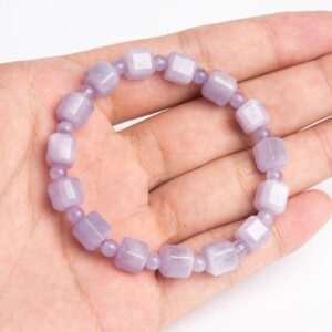 8mm Lavender Amethyst Beads Light Purple Bracelet Grade Aa Genuine Natural Beveled Edge Faceted Cube Gemstone 7" (121811h-3073)
