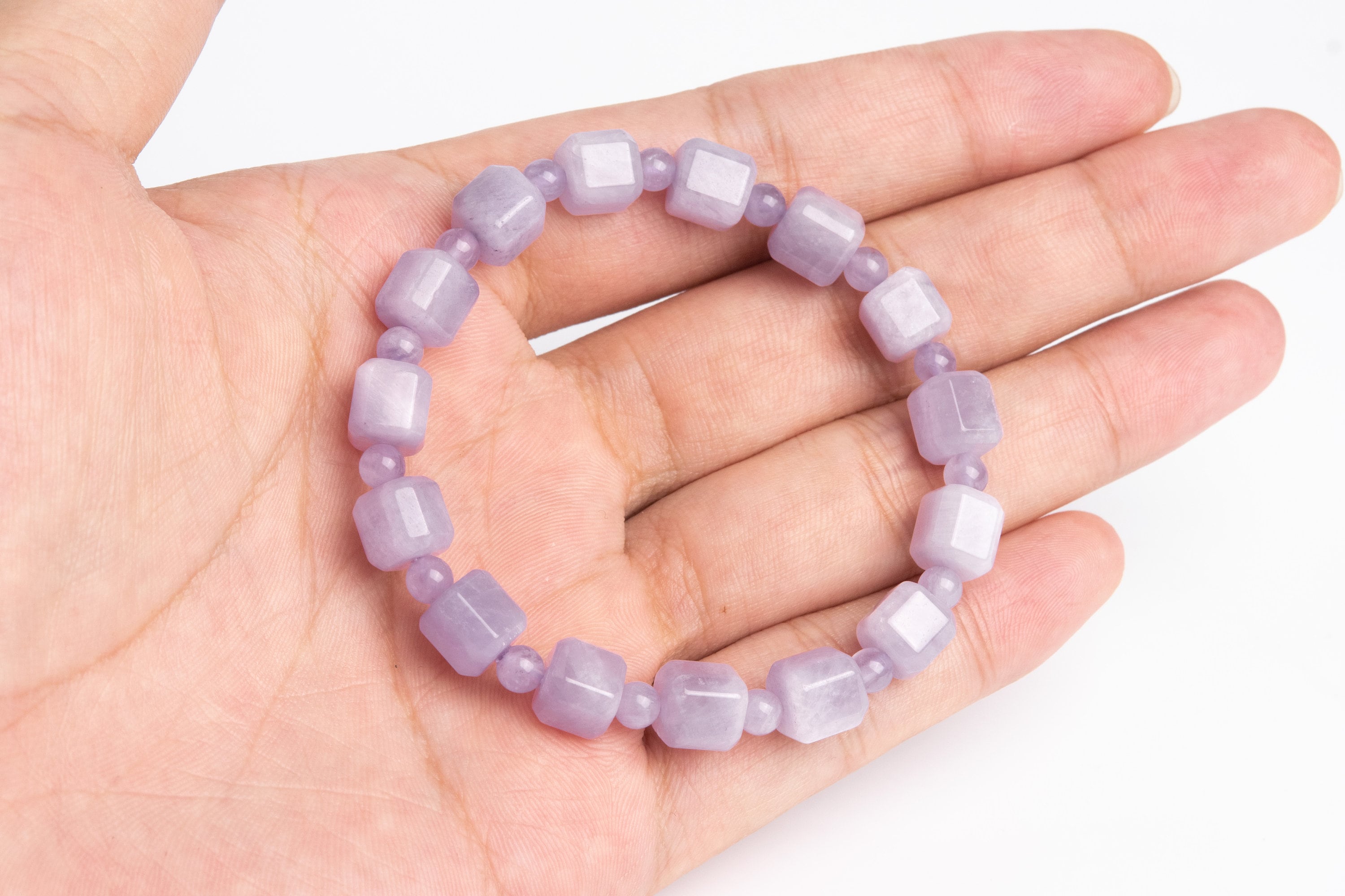 8mm Lavender Amethyst Beads Light Purple Bracelet Grade Aa Genuine Natural Beveled Edge Faceted Cube Gemstone 7" (121811h-3073)