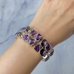 Amethyst Bracelet / 925 Sterling Silver / Healing Gemstone / Gifts For Her / Fancy Cut / Amethyst Jewelry / Statement Bracelet Amt-b-3.