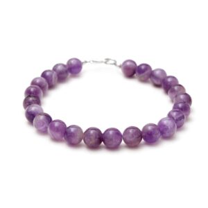 Aaa Amethyst Beaded Bracelet, 8mm Purple Gemstone, February Birthstone