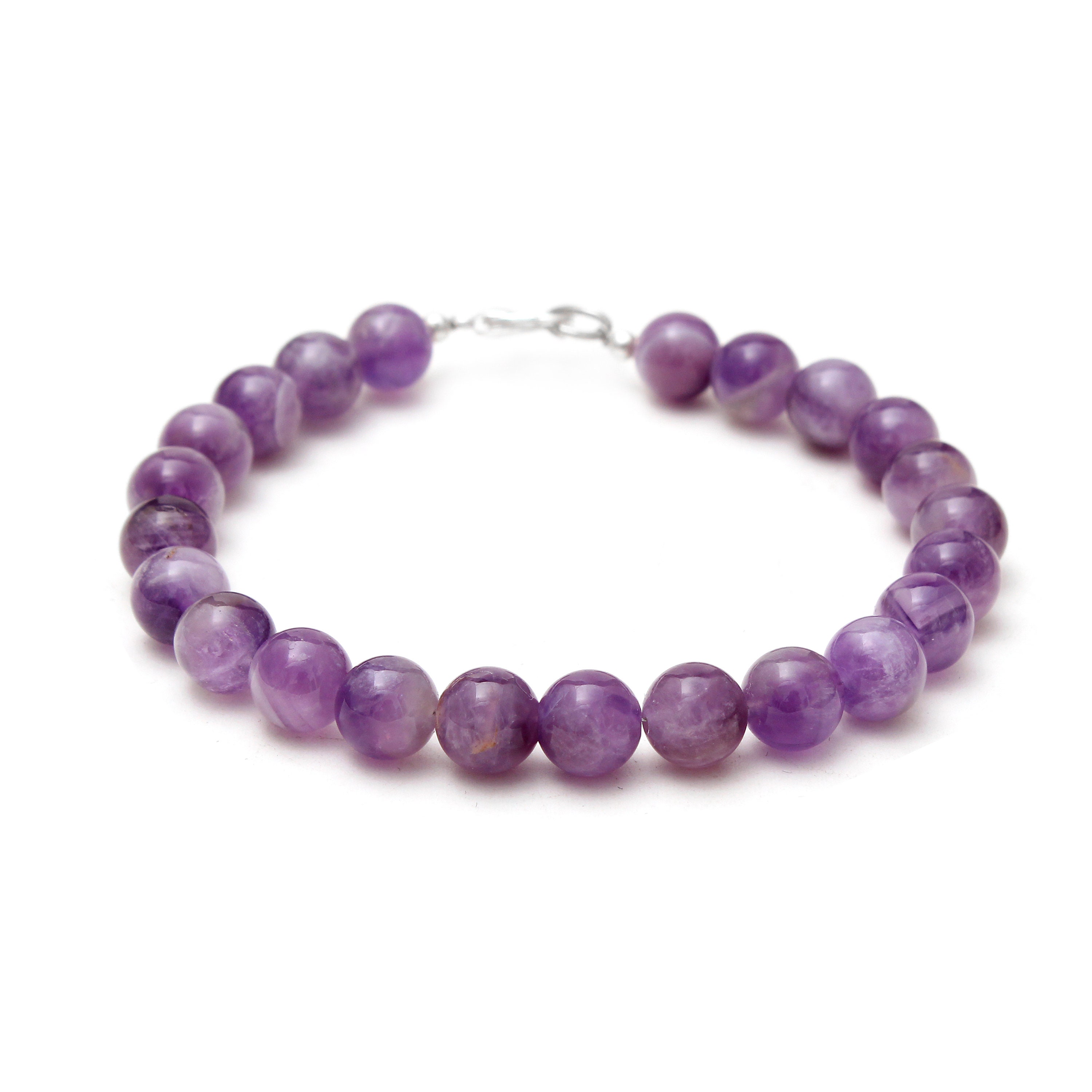 Aaa Amethyst Beaded Bracelet, 8mm Purple Gemstone, February Birthstone