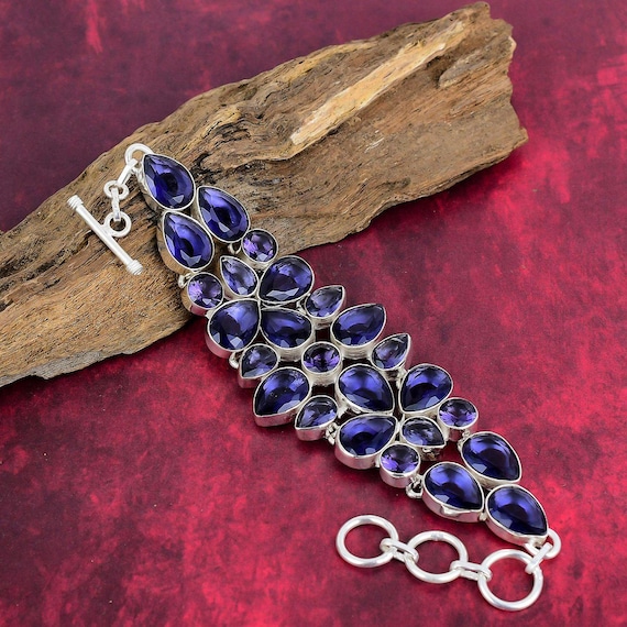 Beautiful Amethyst Bracelet 925 Sterling Silver Bracelet Handmade Adjustable Chain Bracelet Amethyst Gemstone Bracelet Gifts For Girlfriend