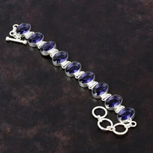 Faceted African Amethyst Bracelet: Handmade 925 Sterling Silver Adjustable Jewelry
