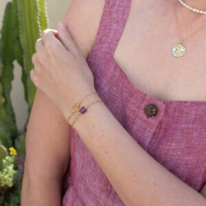 Genuine Amethyst Bracelet Adjustable Length, Raw Amethyst Bracelet for Women, February Birthstone, Dainty Amethyst Bracelet, Gold Amethyst