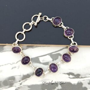 Handmade Amethyst Bracelet: 925 Sterling Silver Gemstone Jewelry