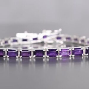 Handmade African Amethyst Bracelet, 925 Sterling Silver, Gift For Her