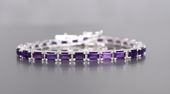 Handmade African Amethyst Bracelet, 925 Sterling Silver, Gift For Her