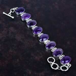 Handmade Star Amethyst Bracelet: 925 Sterling Silver Adjustable Chain