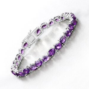 Amethyst Bracelet, Multi-cut Natural Amethyst Gemstones Tennis Bracelet In Sterling Silver, February Birthstone, Ideal Anniversary Gift