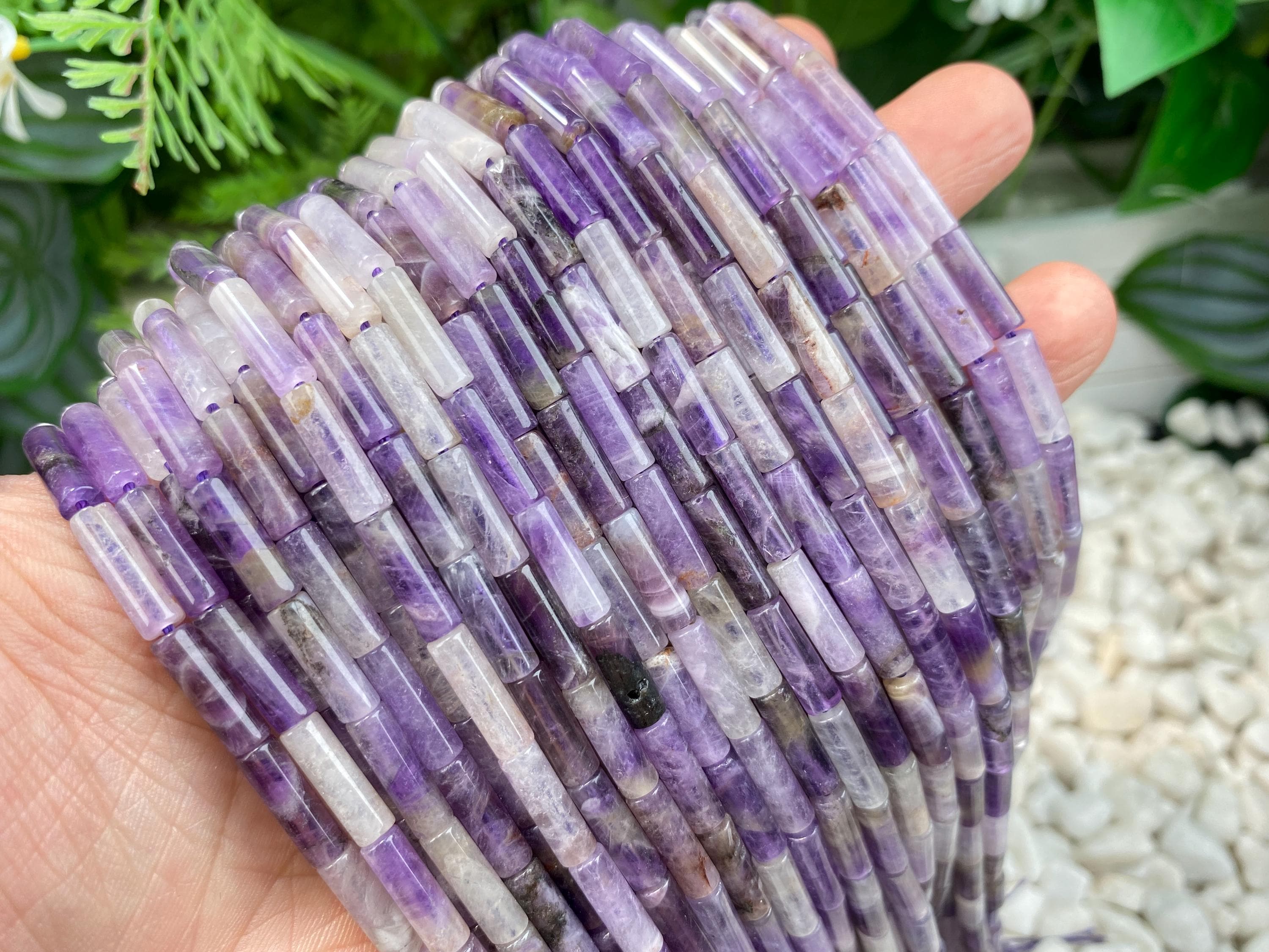 Natural 4x13mm Amethyst Cylindrical Tube Gemstone Beads,for Jewelry Making Diy Neckalce/bracelets Semi Precious Stone Beads.