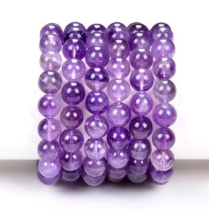 Natural Amethyst Gemstone Round Bracelet 8mm 10mm 7.5 Inch Strand (s23)
