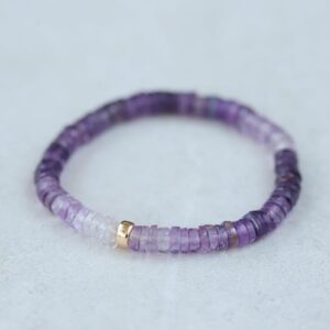 Ombre Amethyst heishi bracelet | 6mm Amethyst bracelet [EBAM1665] | Purple amethyst beaded bracelet | amethyst beaded bracelet | faceted *G