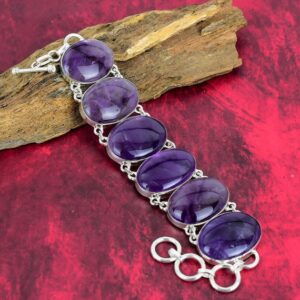 Star Amethyst Bracelet, 925 Sterling Silver Bracelet, Adjustable Chain Bracelet Real Gemstone Bracelet Handmade Silver Jewelry Gift For Love