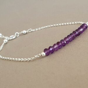 Amethyst Stone Bar Bracelet: February Birthstone Jewelry