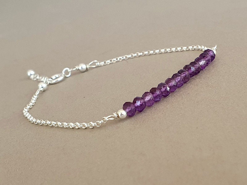 Amethyst Stone Bar Bracelet: February Birthstone Jewelry