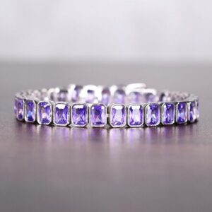 Amethyst Tennis Bracelet: Sterling Silver Purple Gemstone Line Bracelet