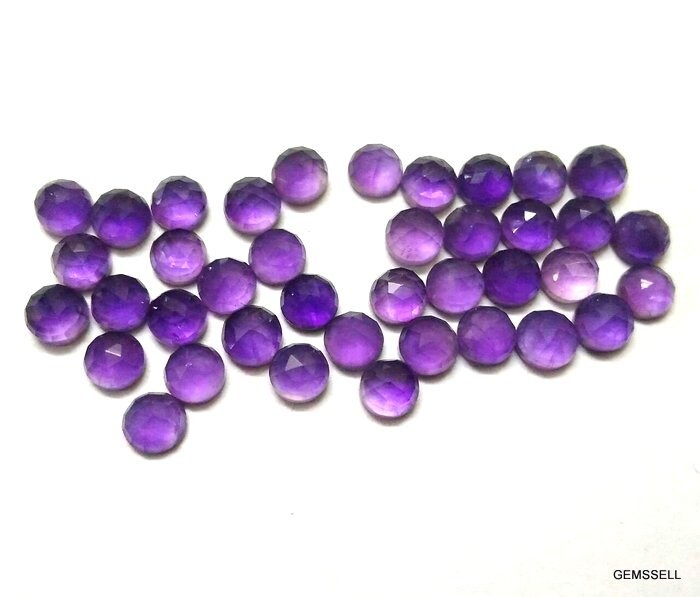 10 Purple Amethyst 4mm Rosecut Cabochon Gemstones