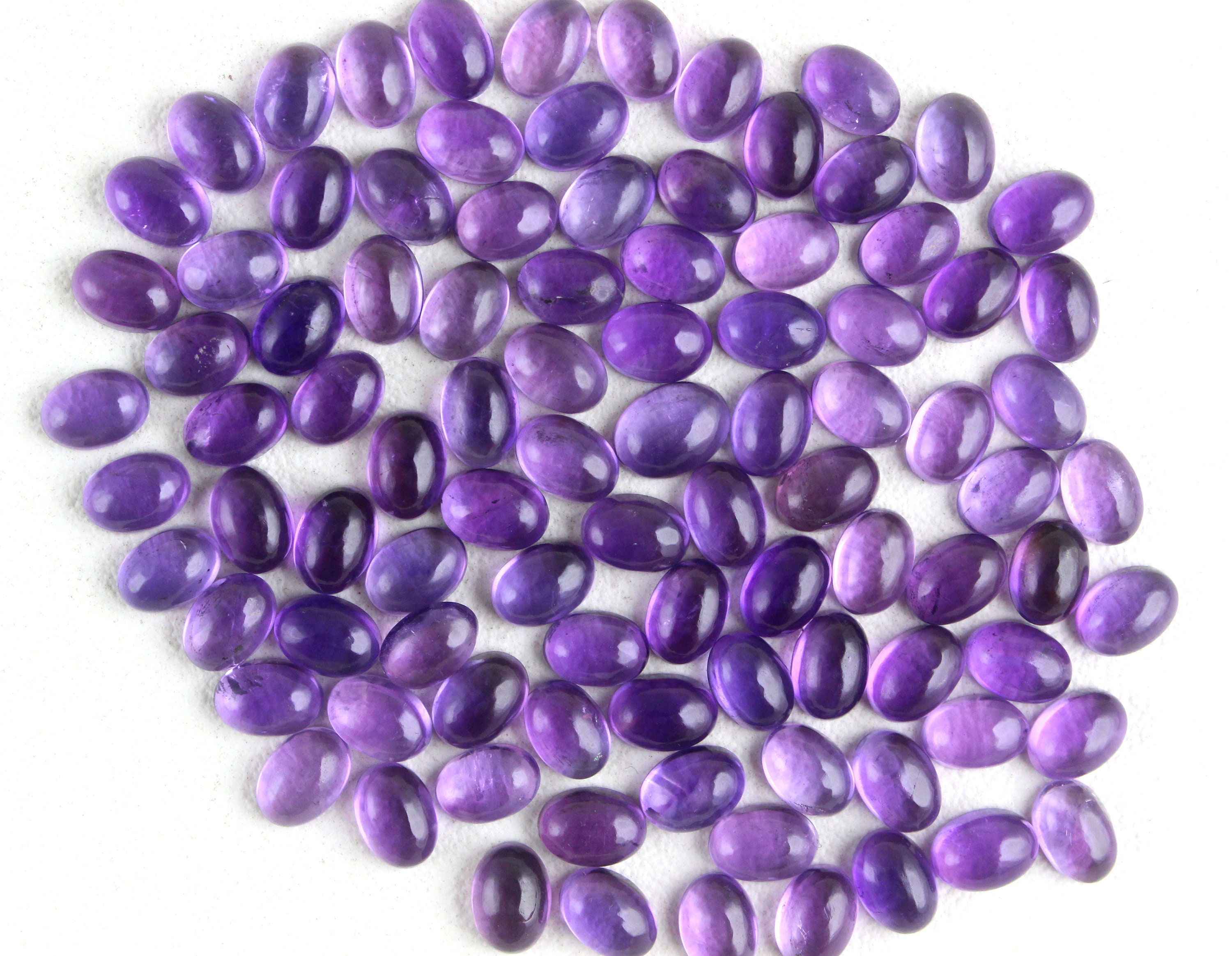 5 Blue Amethyst Cabochons: Smooth Oval Gemstones, Jewelry Making (5x7 Mm)