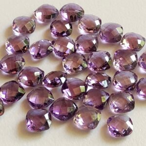 8-8.5mm Amethyst Cabochon, Natural Cushion Cut Check Board Both Side Faceted Amethyst, African Amethyst For Jewlery (5pcs To 10pcs Options) 8-8.5mm Amethyst Cabochon, Natural Cushion Cut Check Board Both Side Faceted Amethyst, African Amethyst For Jewlery (5pcs To 10pcs Options)