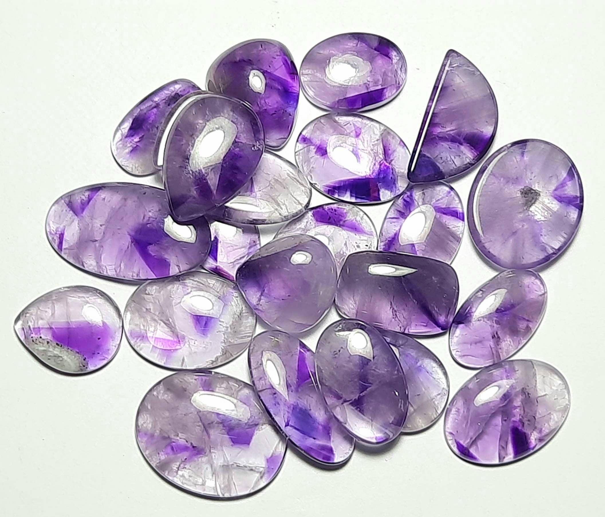 African Amethyst Cabochon Gemstone: Free Size, Mix Shape (15-25 Carat)