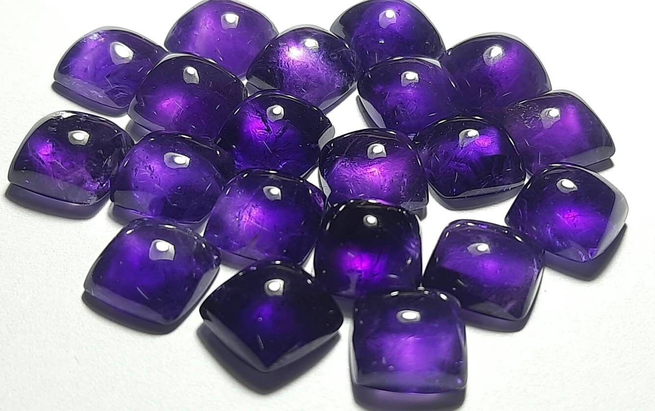 African Amethyst Square Cabochon: Jewelry Making Gemstone (5x5 To 15x15 Mm)
