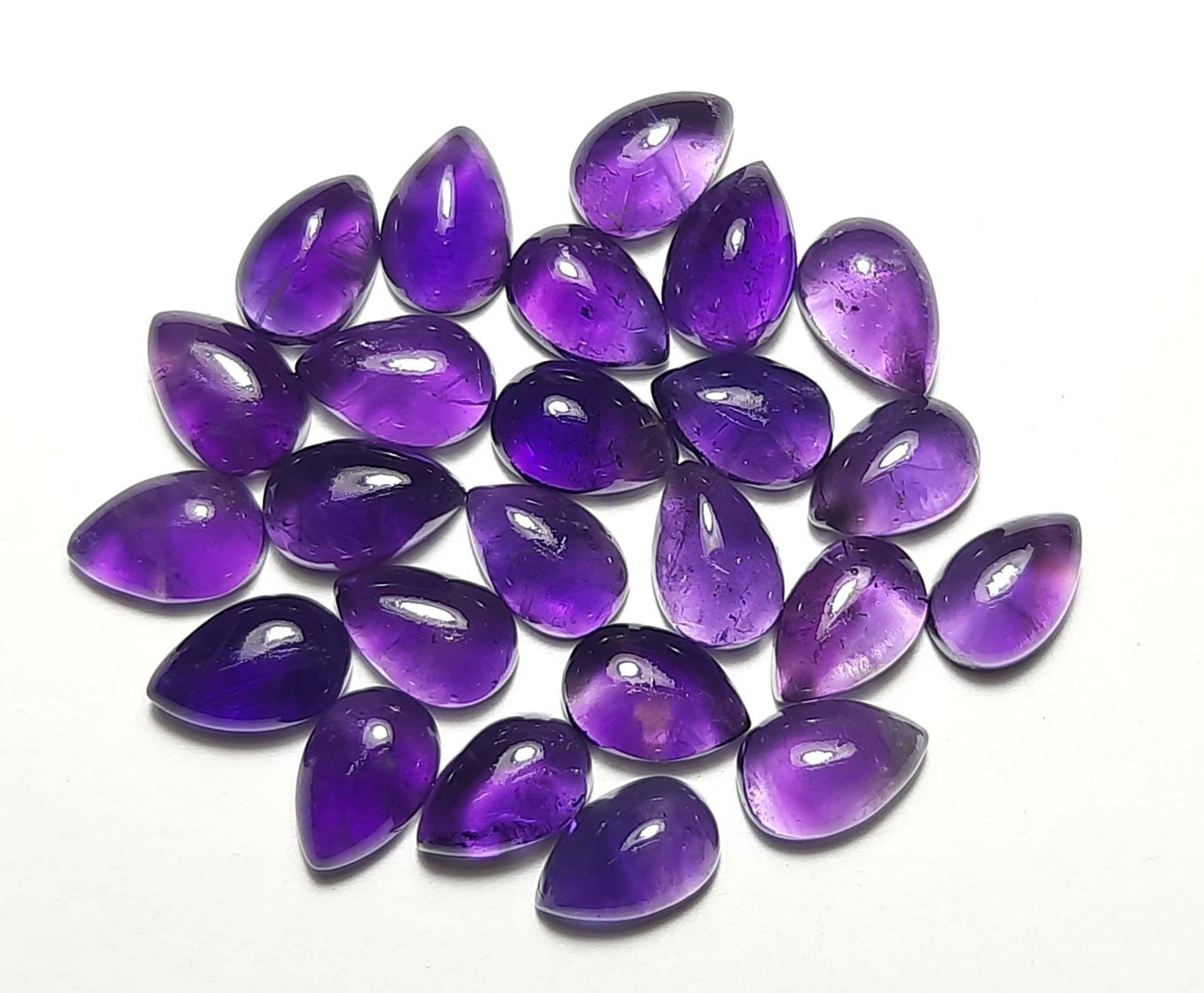 Natural African Amethyst Pear Cabochon: Jewelry Making Gemstone (3x5 To 15x20mm)