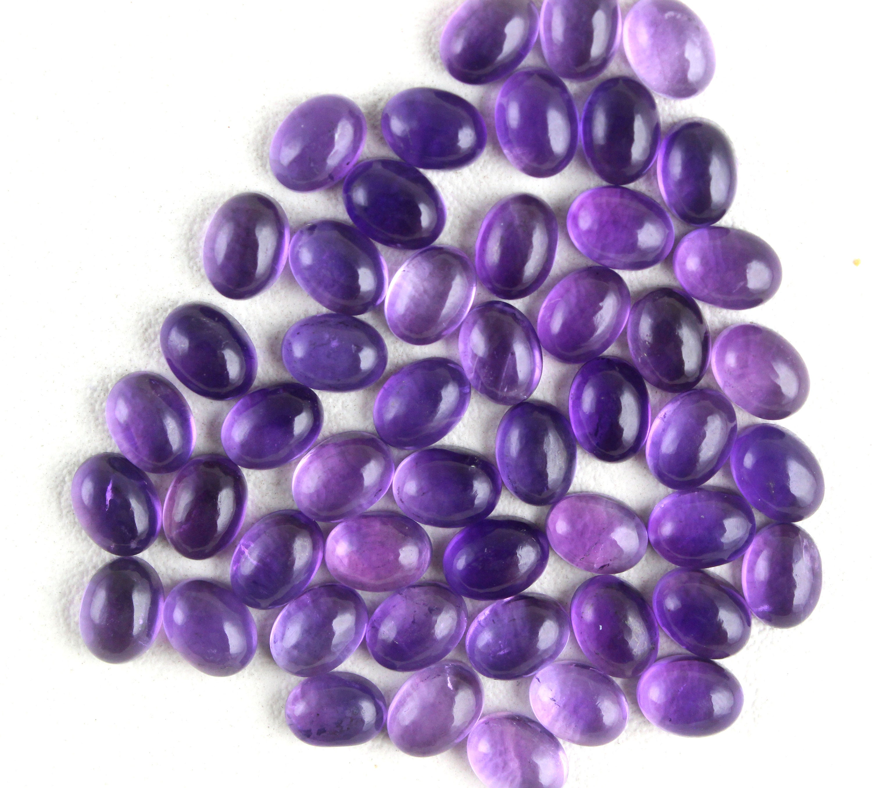 Natural Blue Amethyst Cabochons: Smooth Oval Gemstone, 6x8 Mm