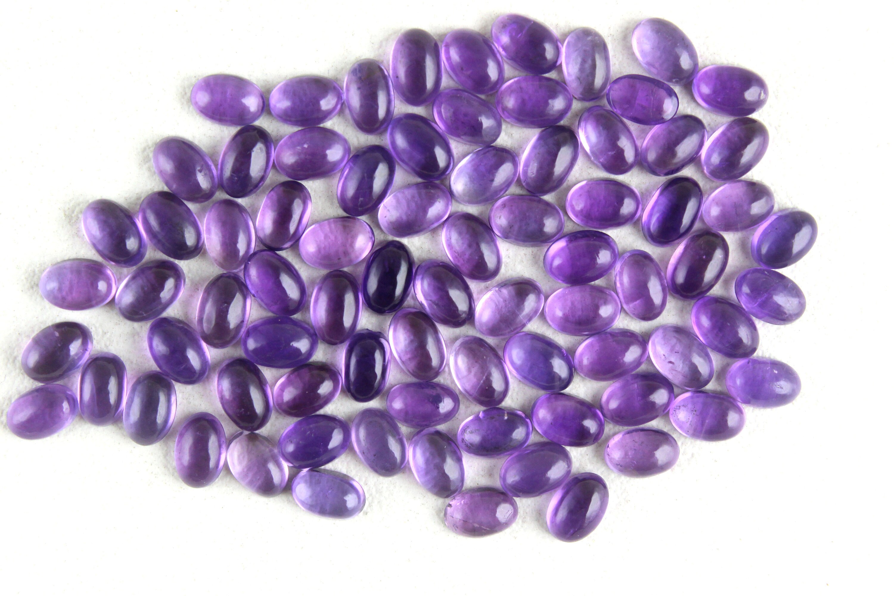 Natural Blue Amethyst Cabochons: Smooth Oval Gemstone, Jewelry Making (4x6 Mm)